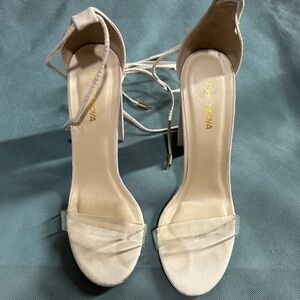 Elegant White Heeled Sandals